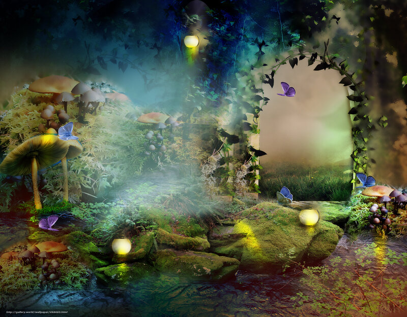 Mushroom Forest Scene — Green