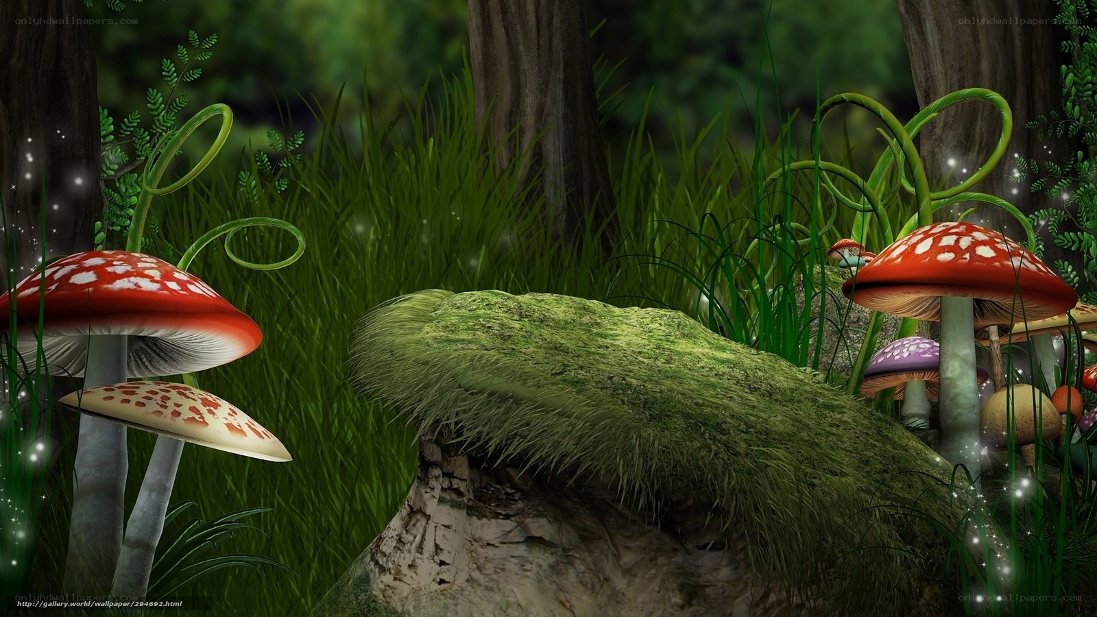 Mushroom forest scene