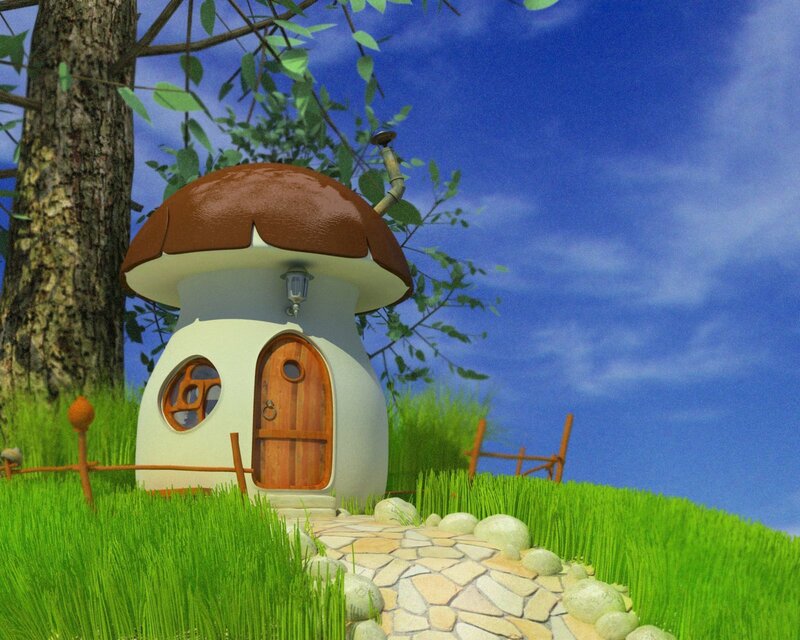 Mushroom house in a forest