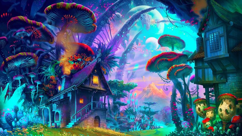 Mushroom House in Forest — Blue