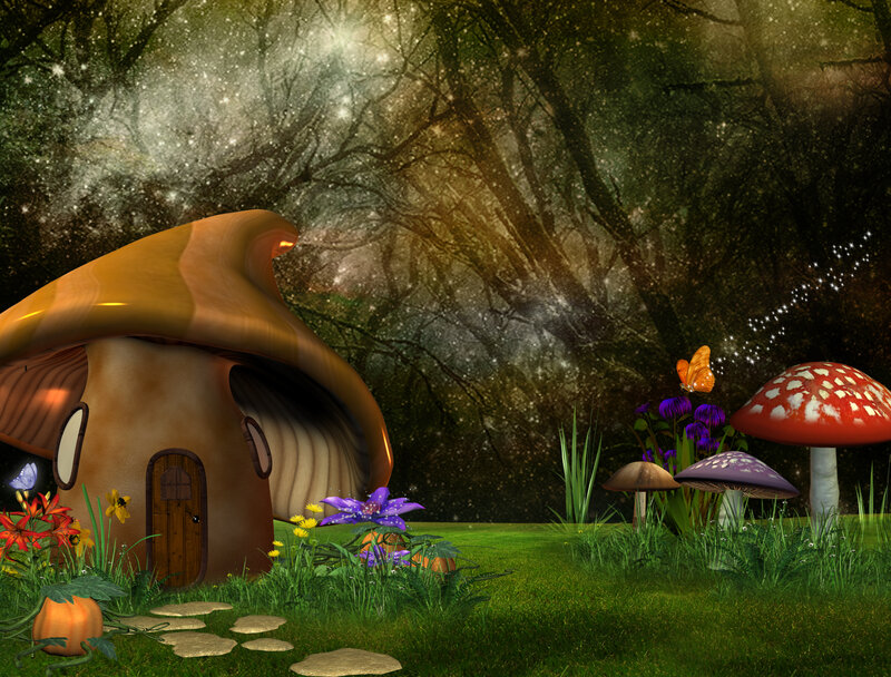 Mushroom House in Forest — Green, Magical
