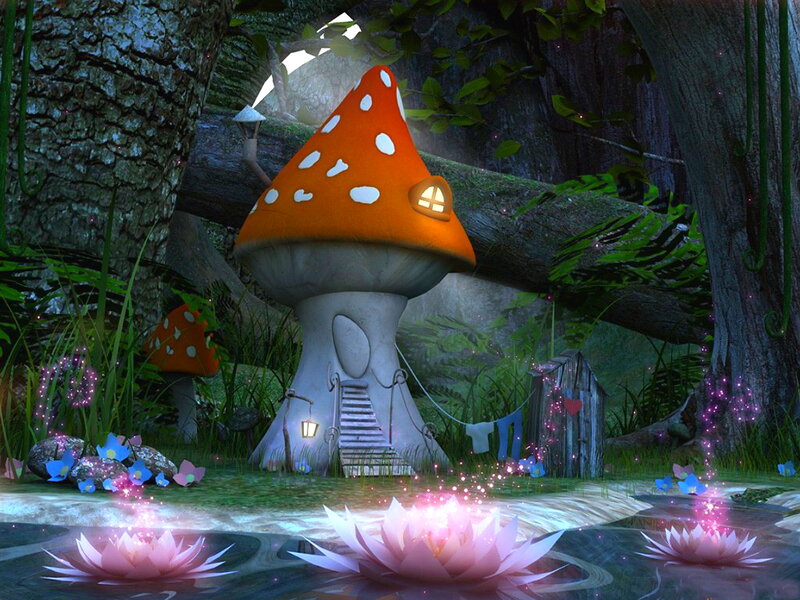 Mushroom House in Forest — Orange