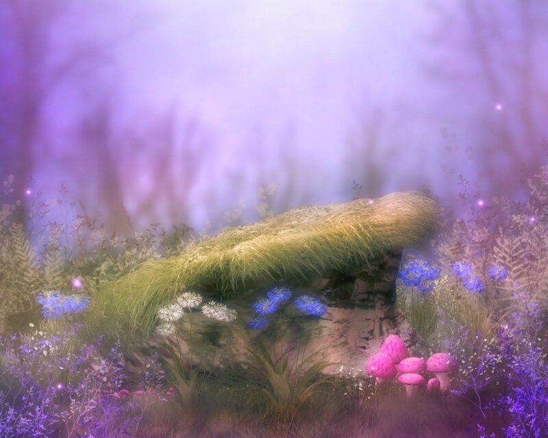 Mushroom House in Forest — Purple, Dreamy