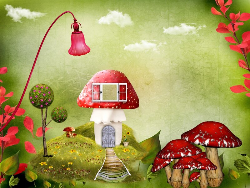 Mushroom House on Hill — Green