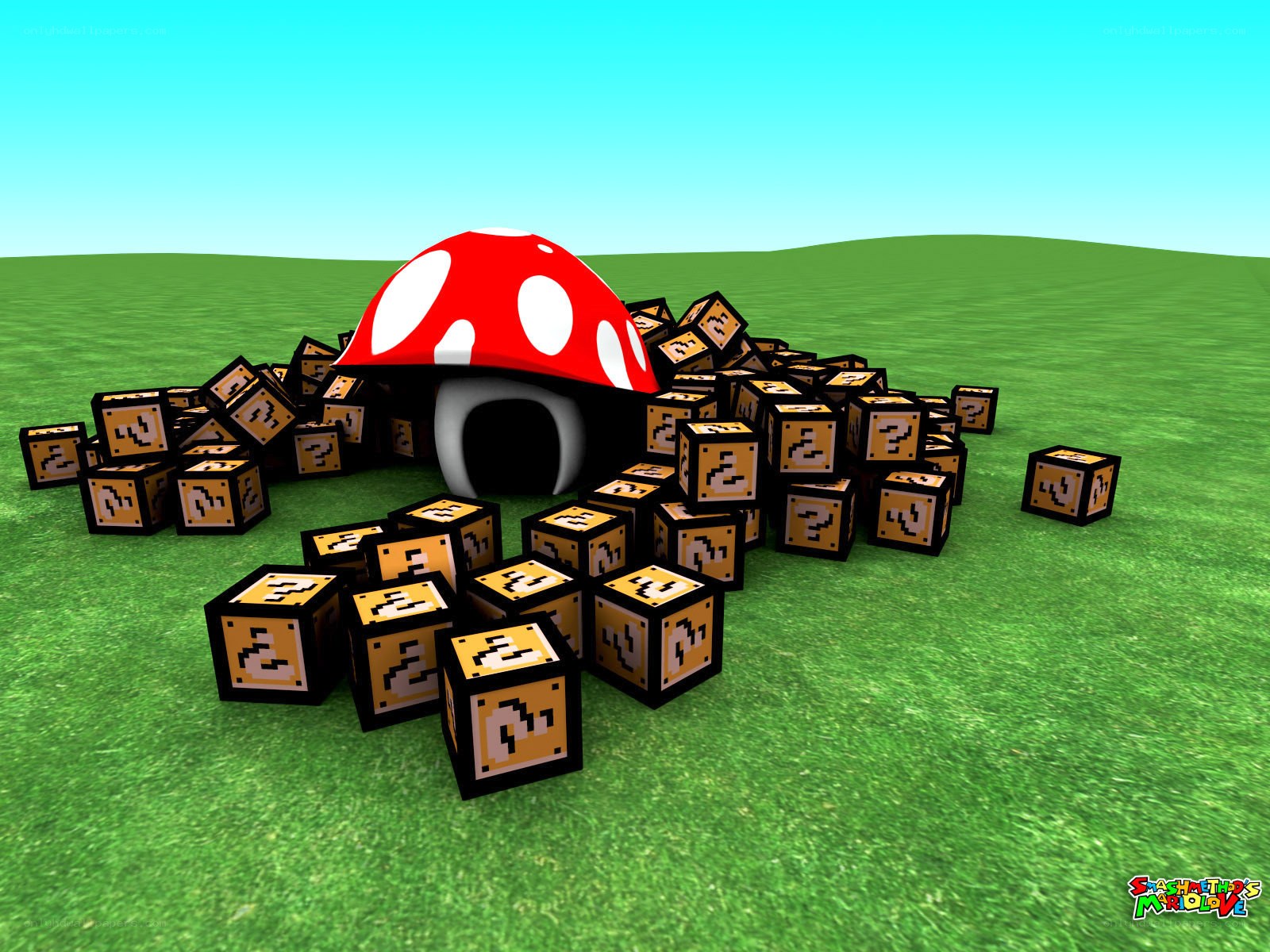 Mushroom house with question blocks