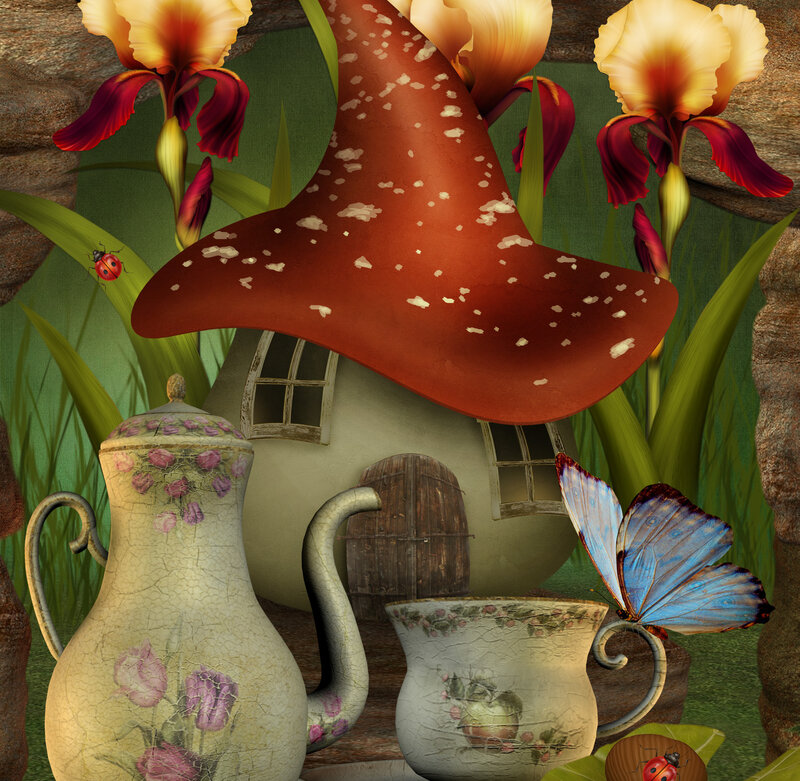 Mushroom House with Teapot