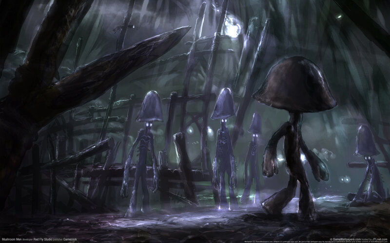 Mushroom Men in a dark forest