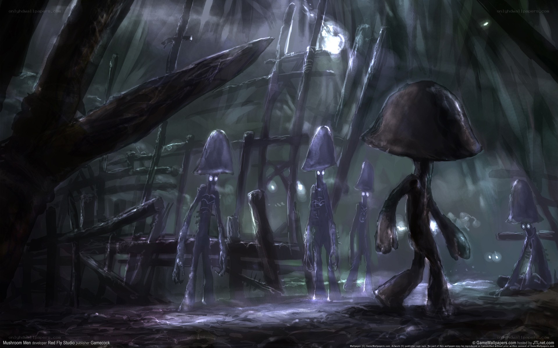 Mushroom Men in a dark forest