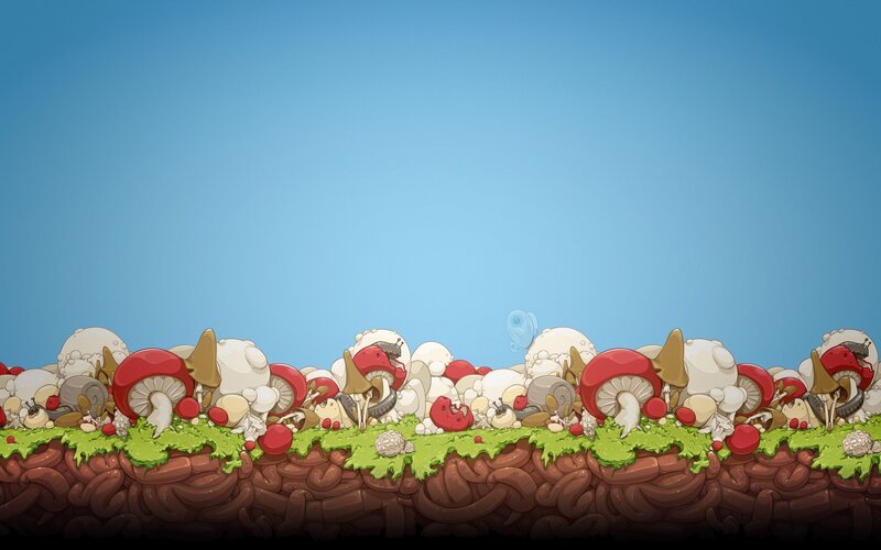 Mushroom Patch on Soil — Blue