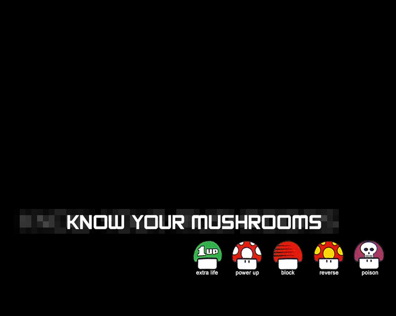 Mushroom Power-ups — Black, Playful