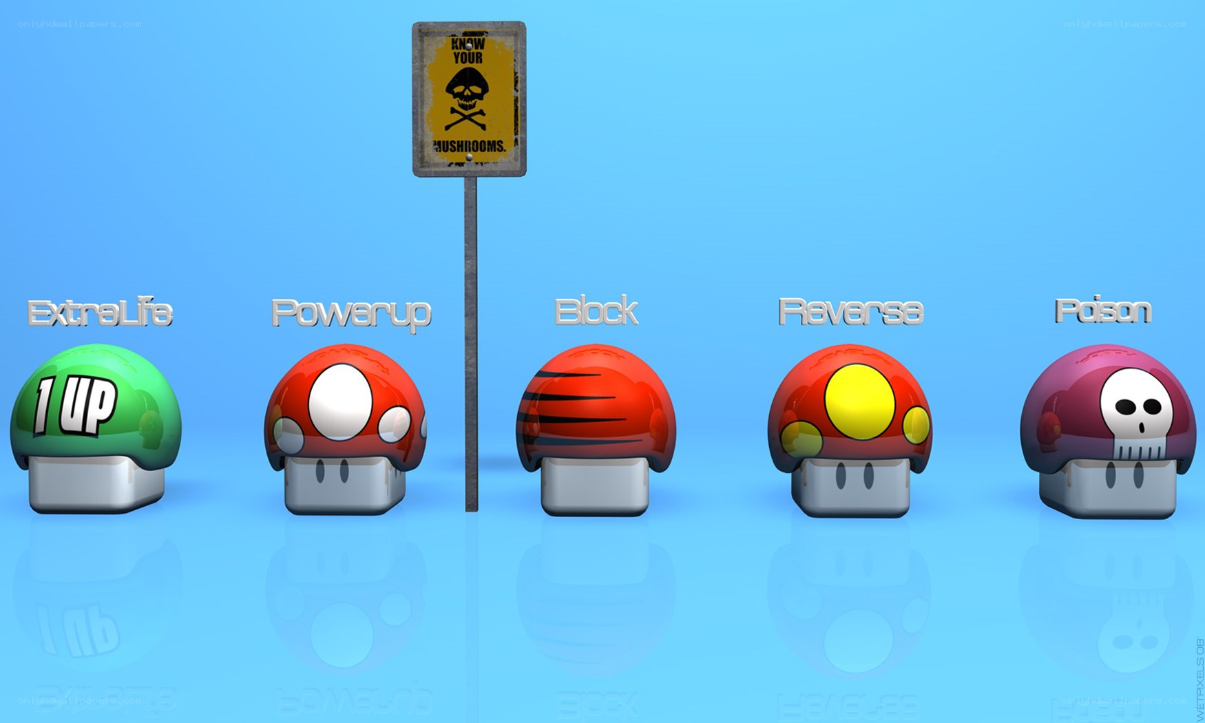 Mushroom power-ups in a game
