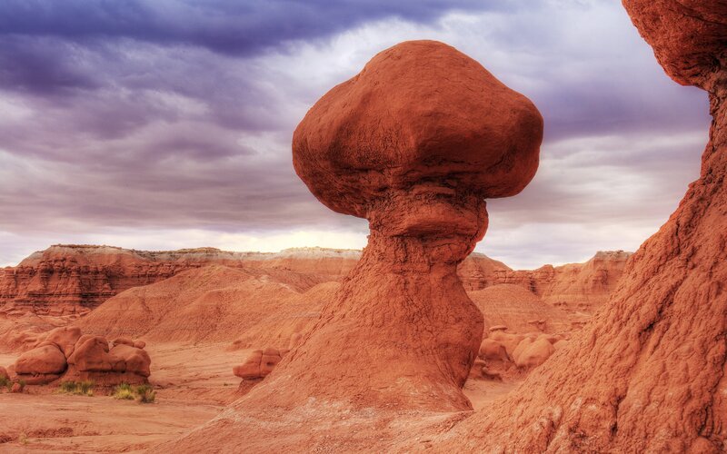 Mushroom Rock Formation — Red, Dramatic