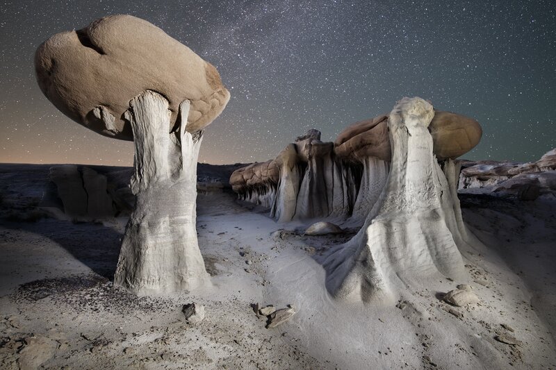 Mushroom Rock Formations — Gray