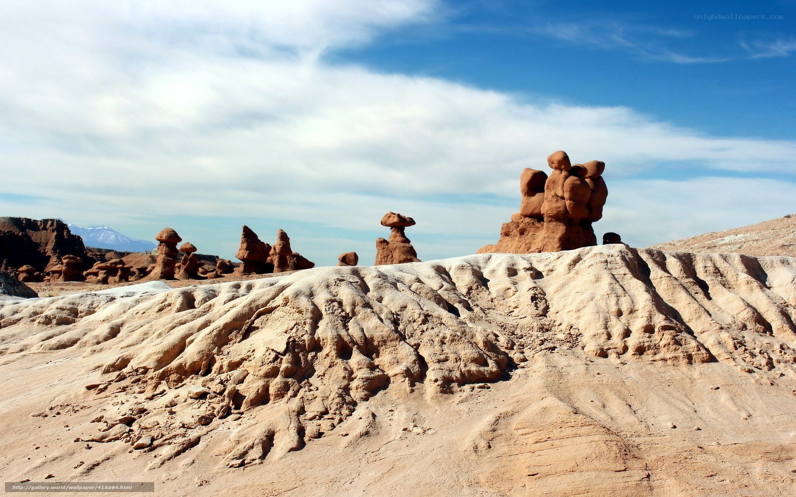 Mushroom rock formations in desert