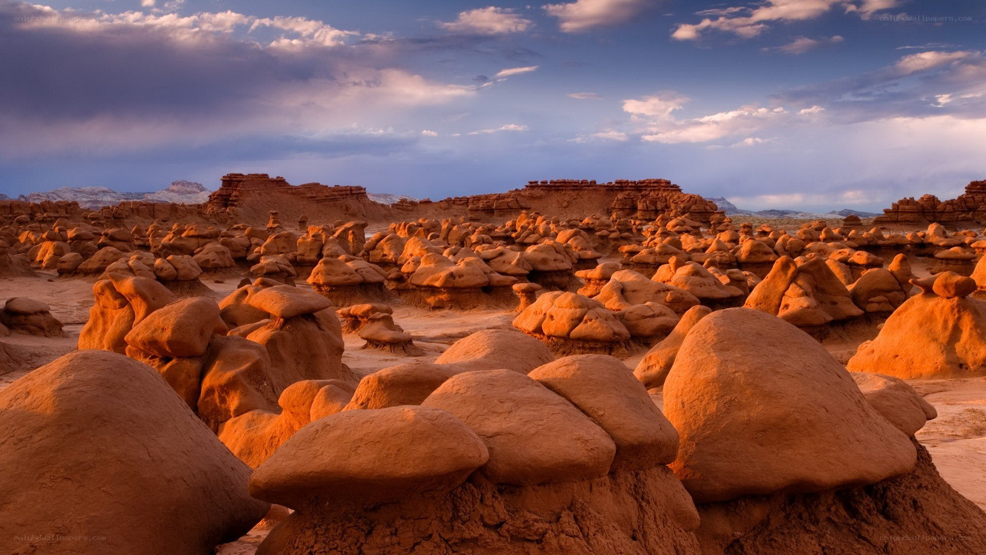 Mushroom rocks at sunset