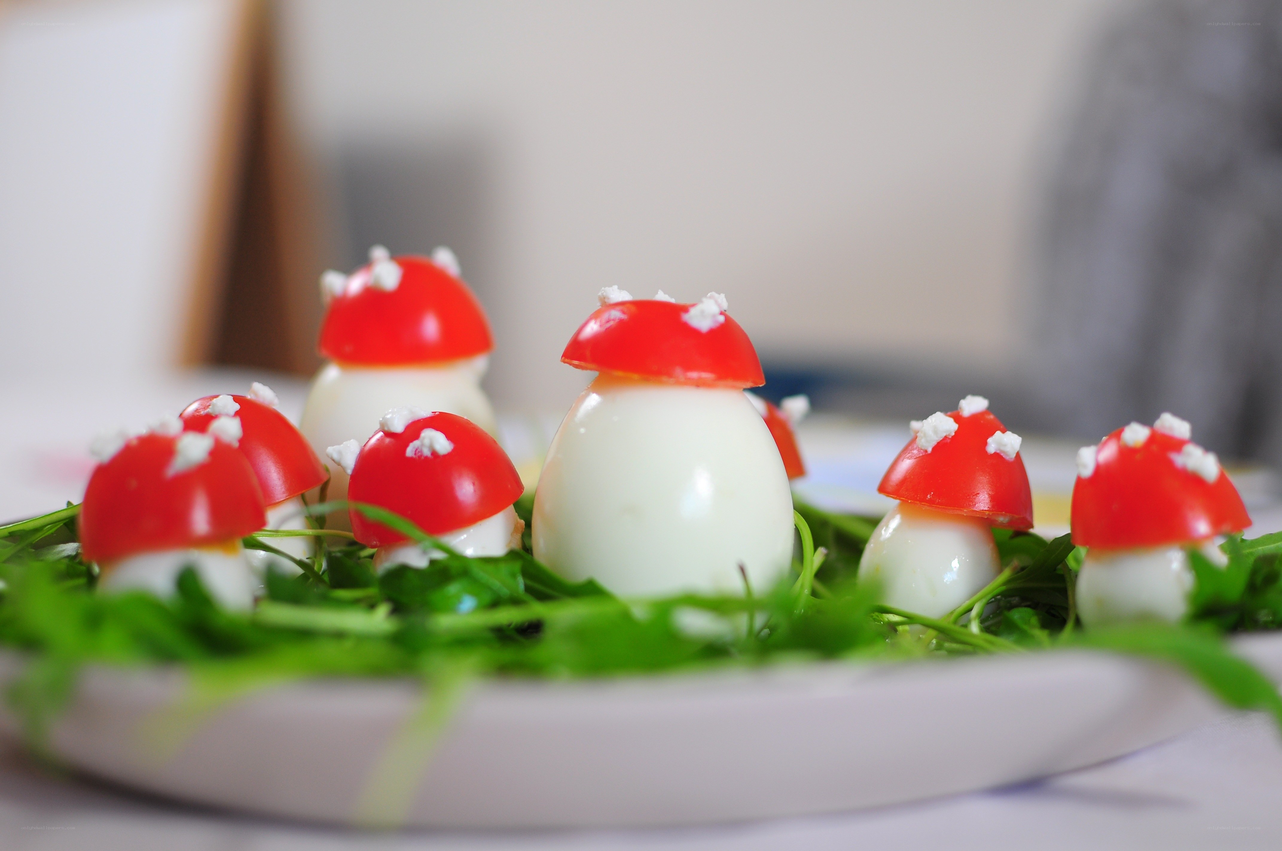 Mushroom-shaped deviled eggs