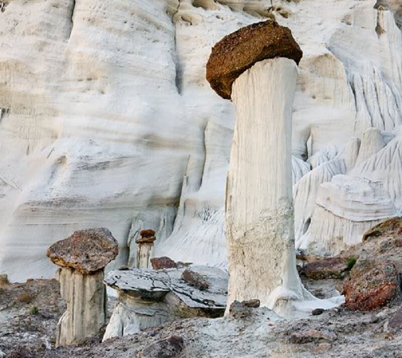 Mushroom-shaped Rock Formations — White