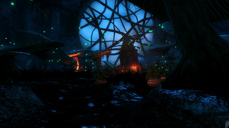 Mushroom Village in Cave — Blue