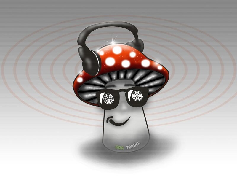 mushroom with headphones and sunglasses