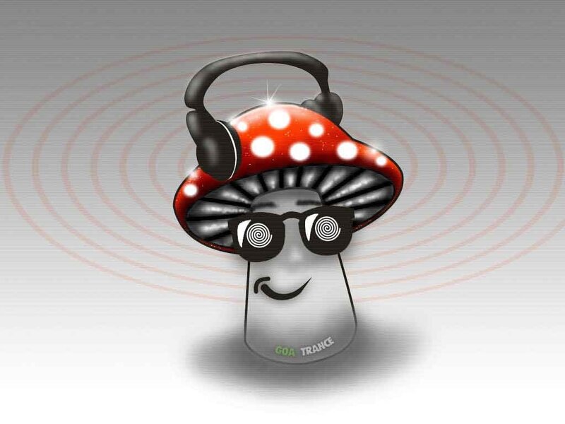 mushroom with headphones