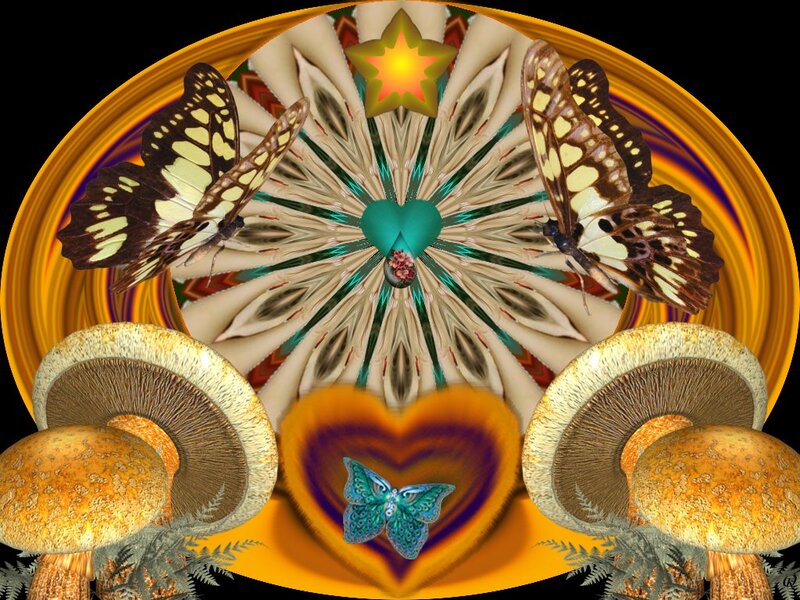 Mushrooms and Butterflies — Yellow
