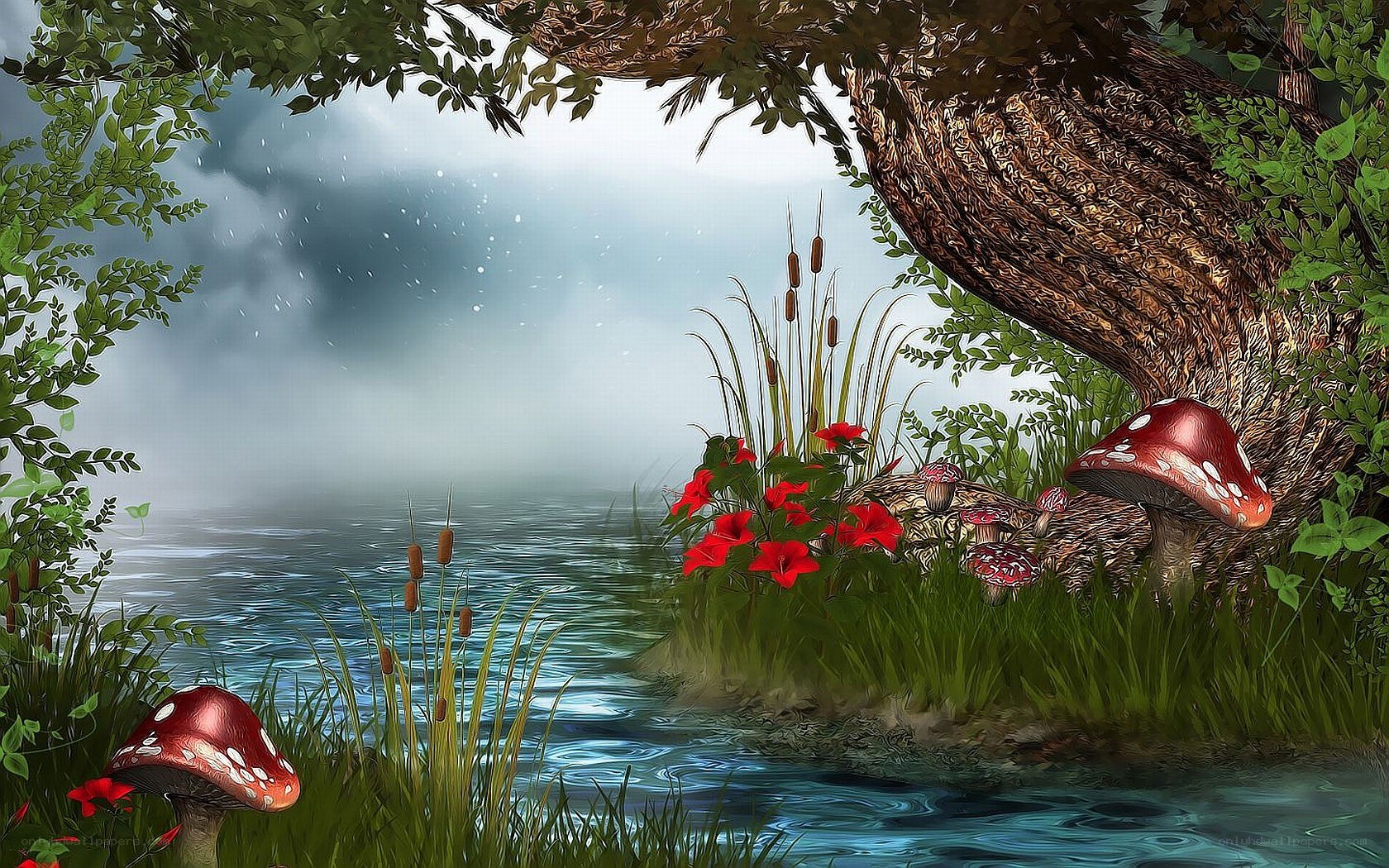 Mushrooms by the lake