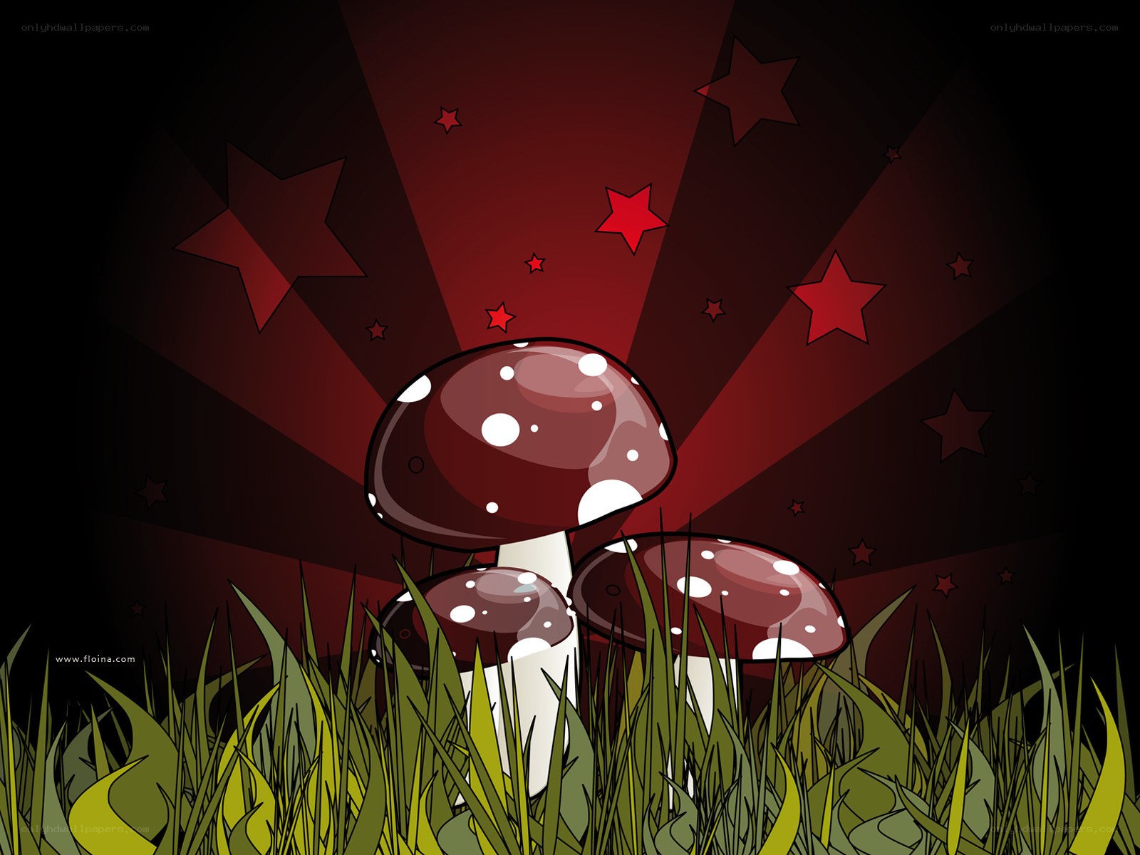 Mushrooms in a starry field