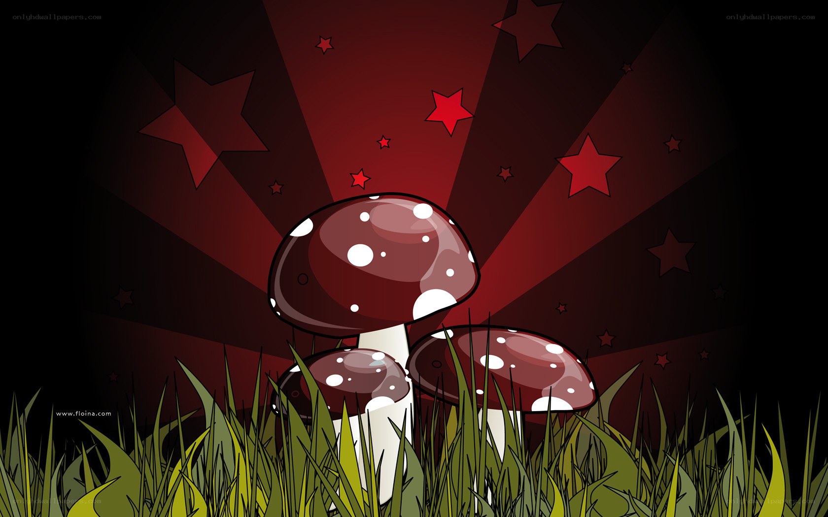 mushrooms in red starlight