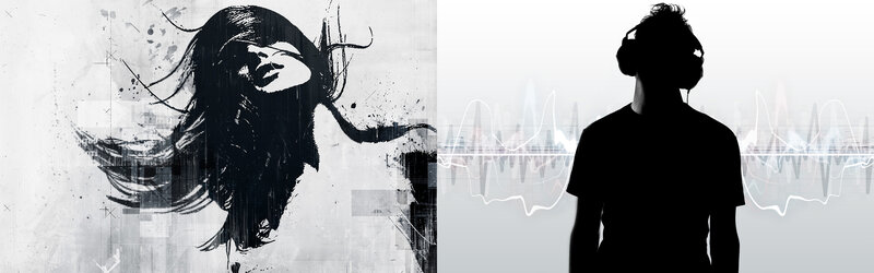 music and art collage