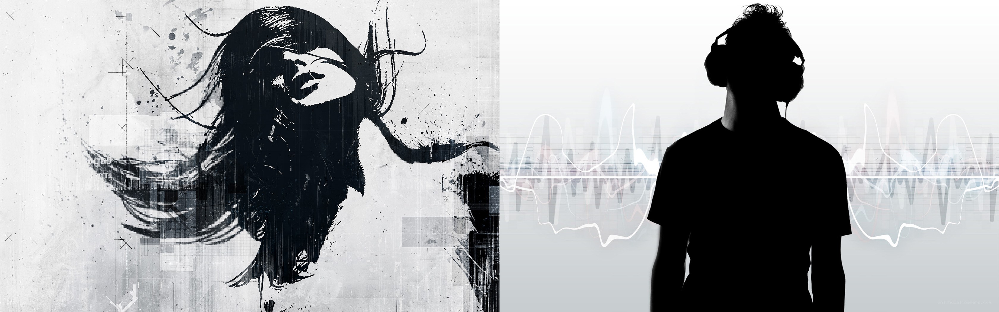 music and art collage
