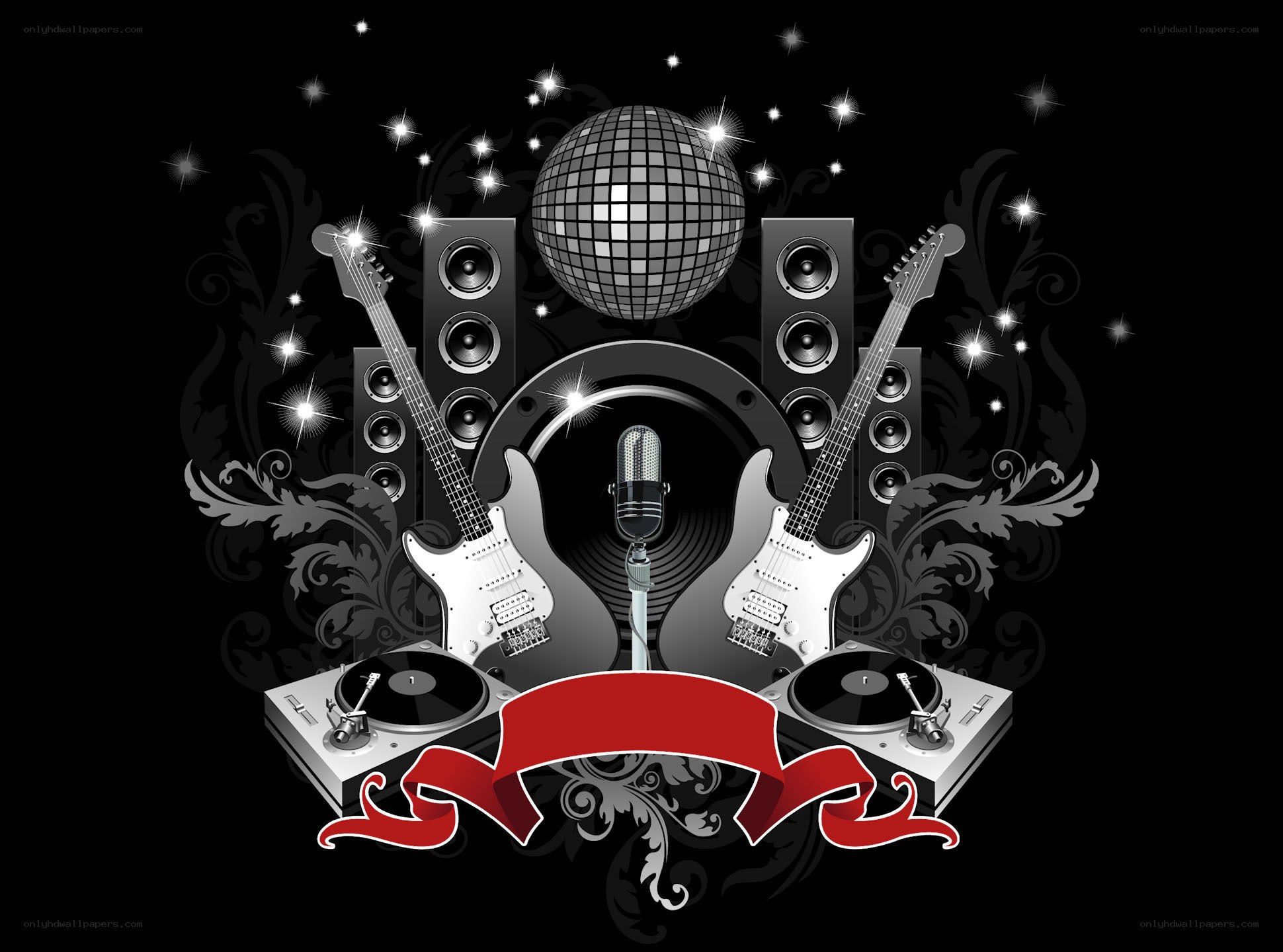 Music and disco party scene