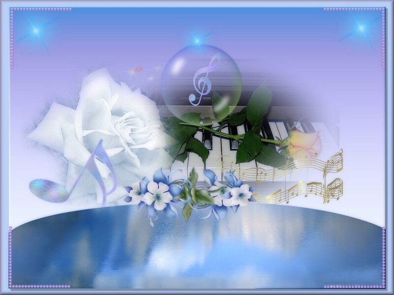 Music and flowers on piano