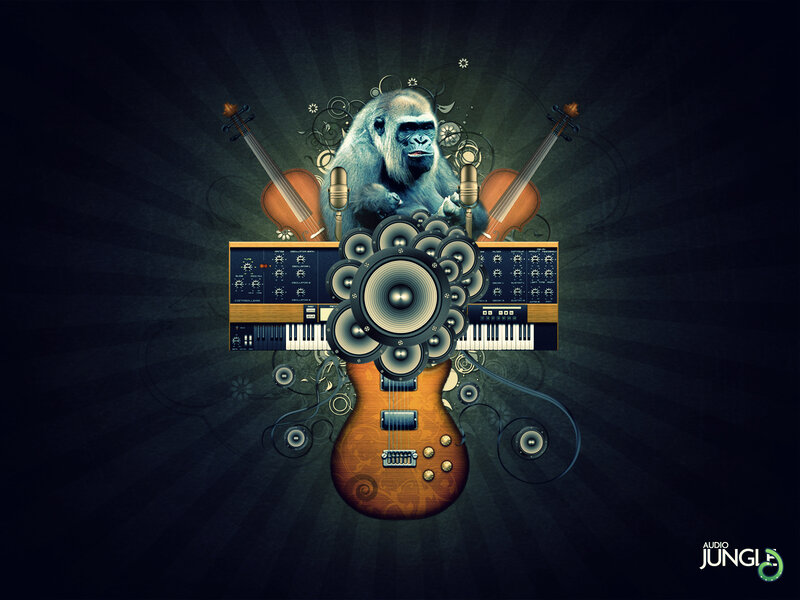 music and gorilla collage