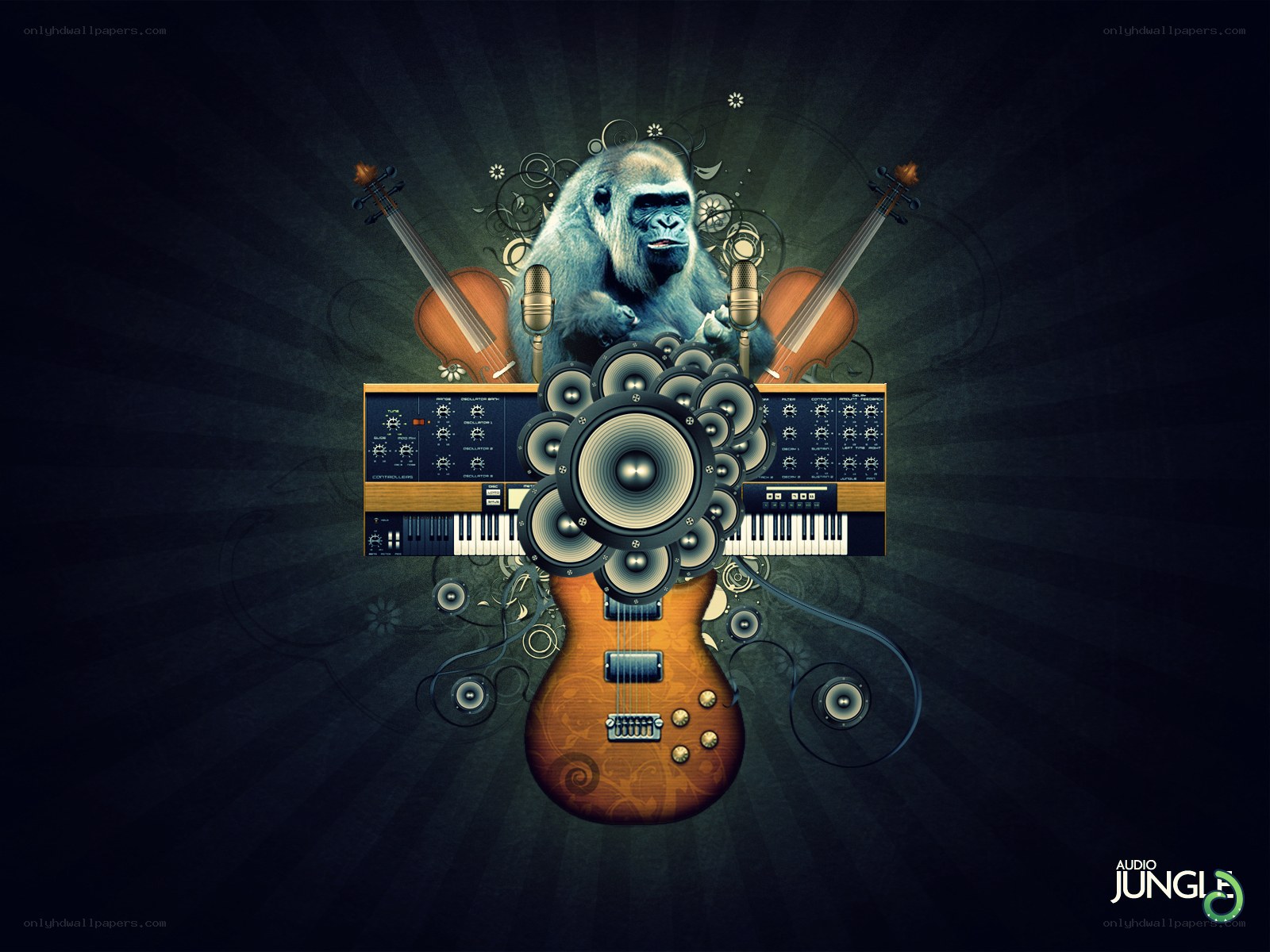 music and gorilla collage