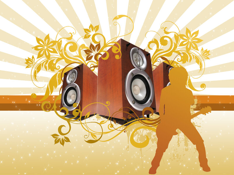 Music and speakers with floral design