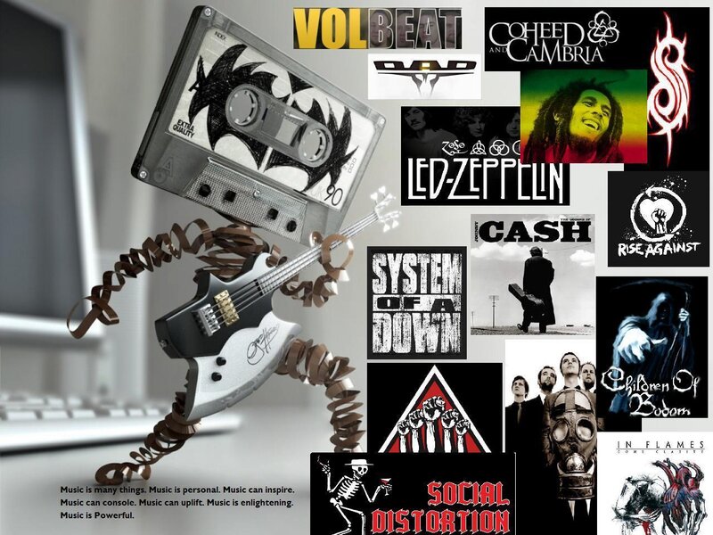 Music band collage with cassette