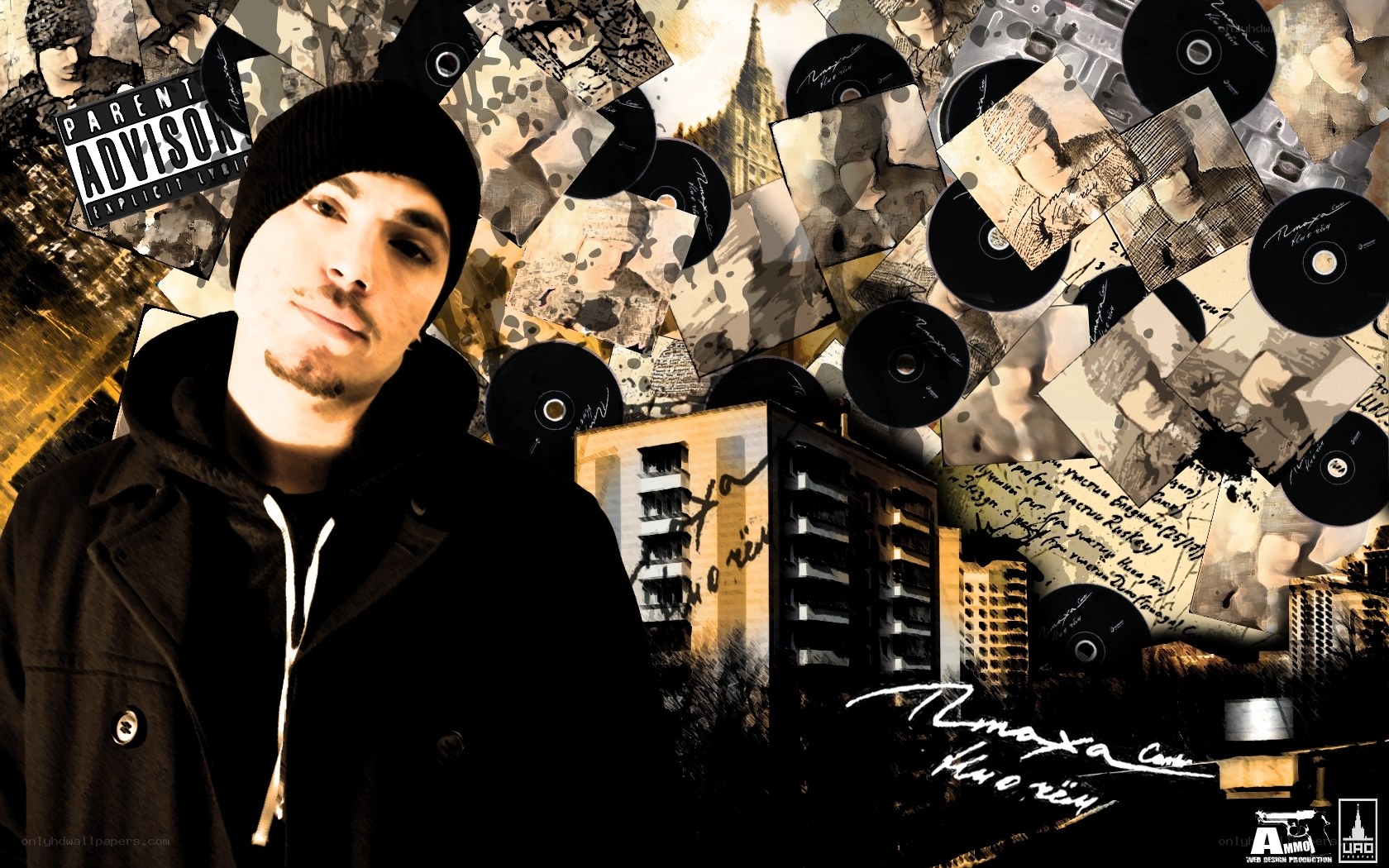 music collage with artist