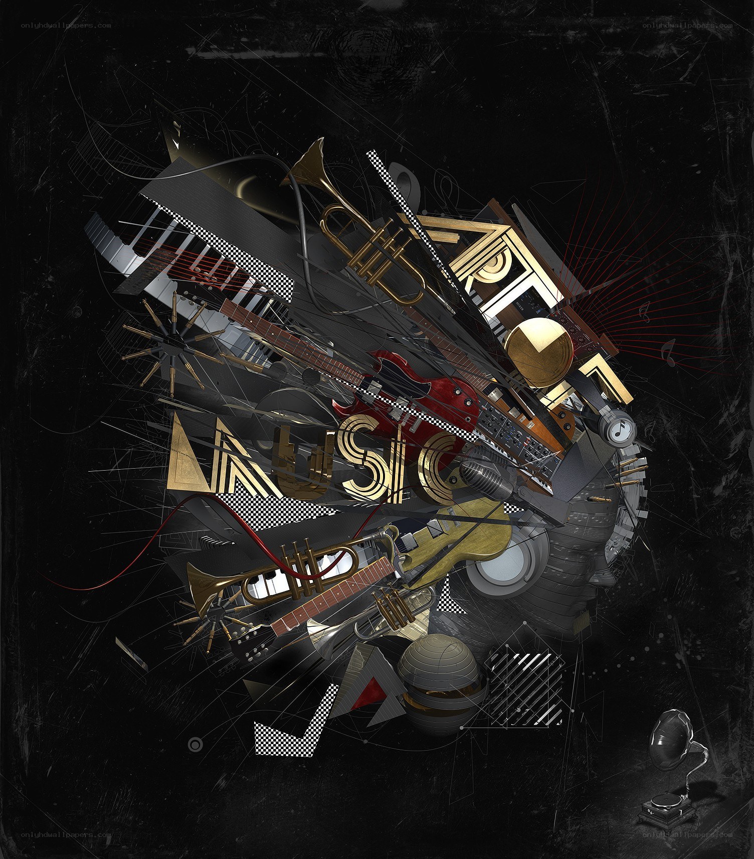 Music collage with instruments