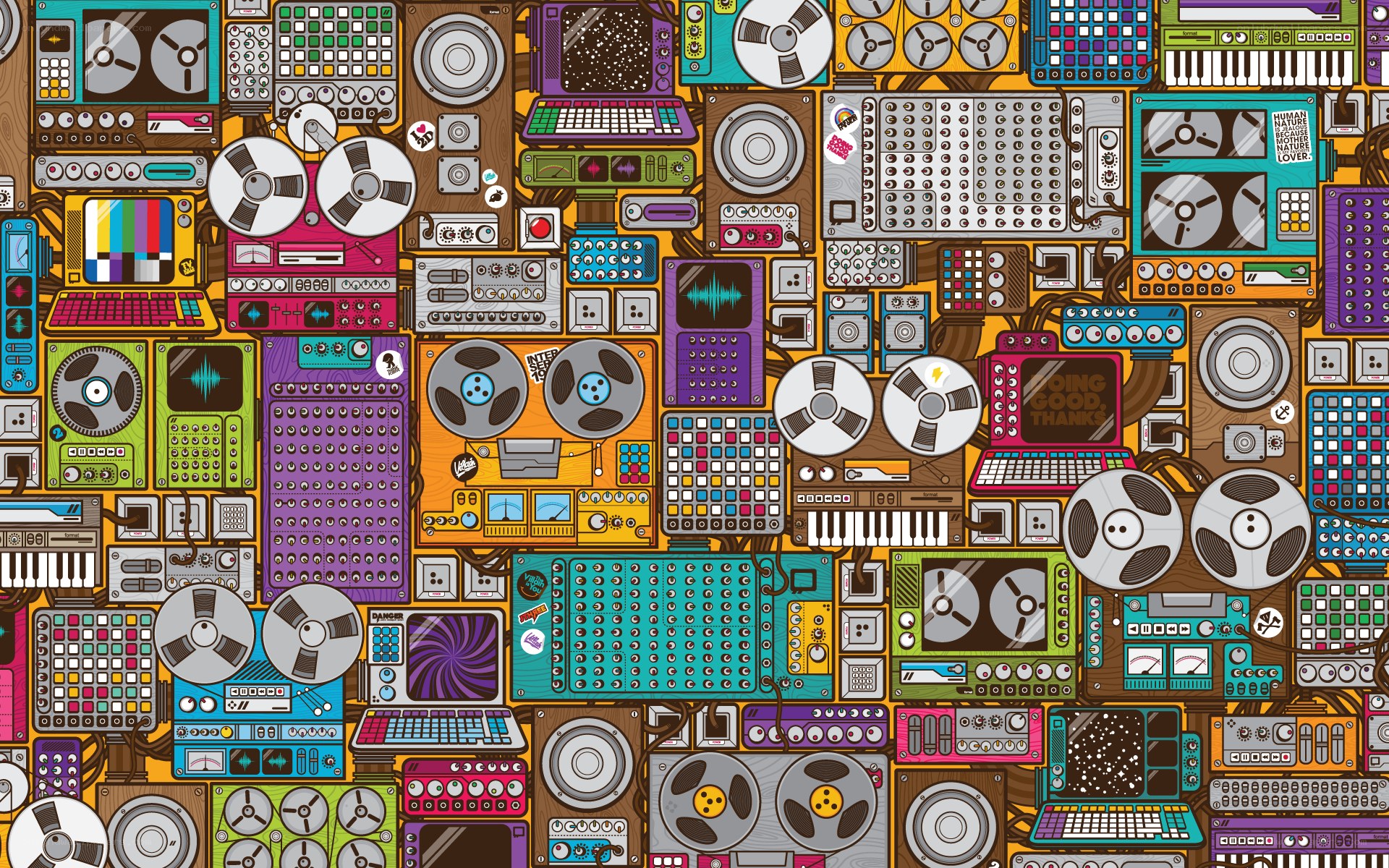 music equipment collage