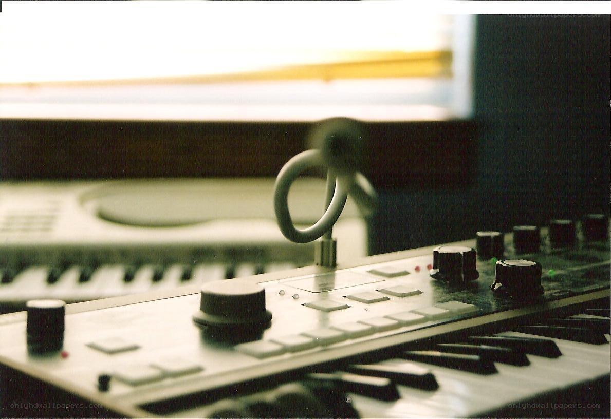 Music equipment in a studio