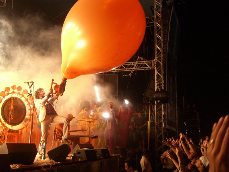 Music festival with giant balloon