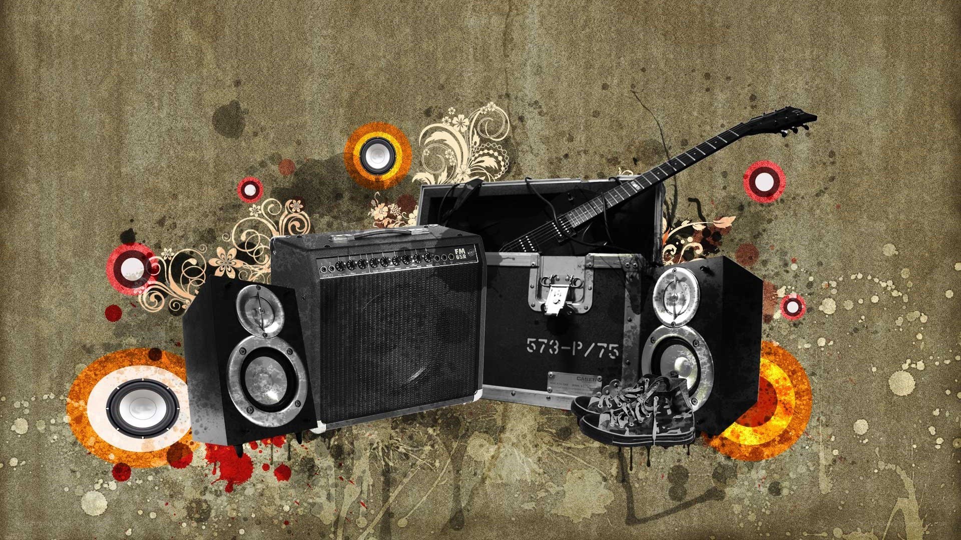 Music gear collage art