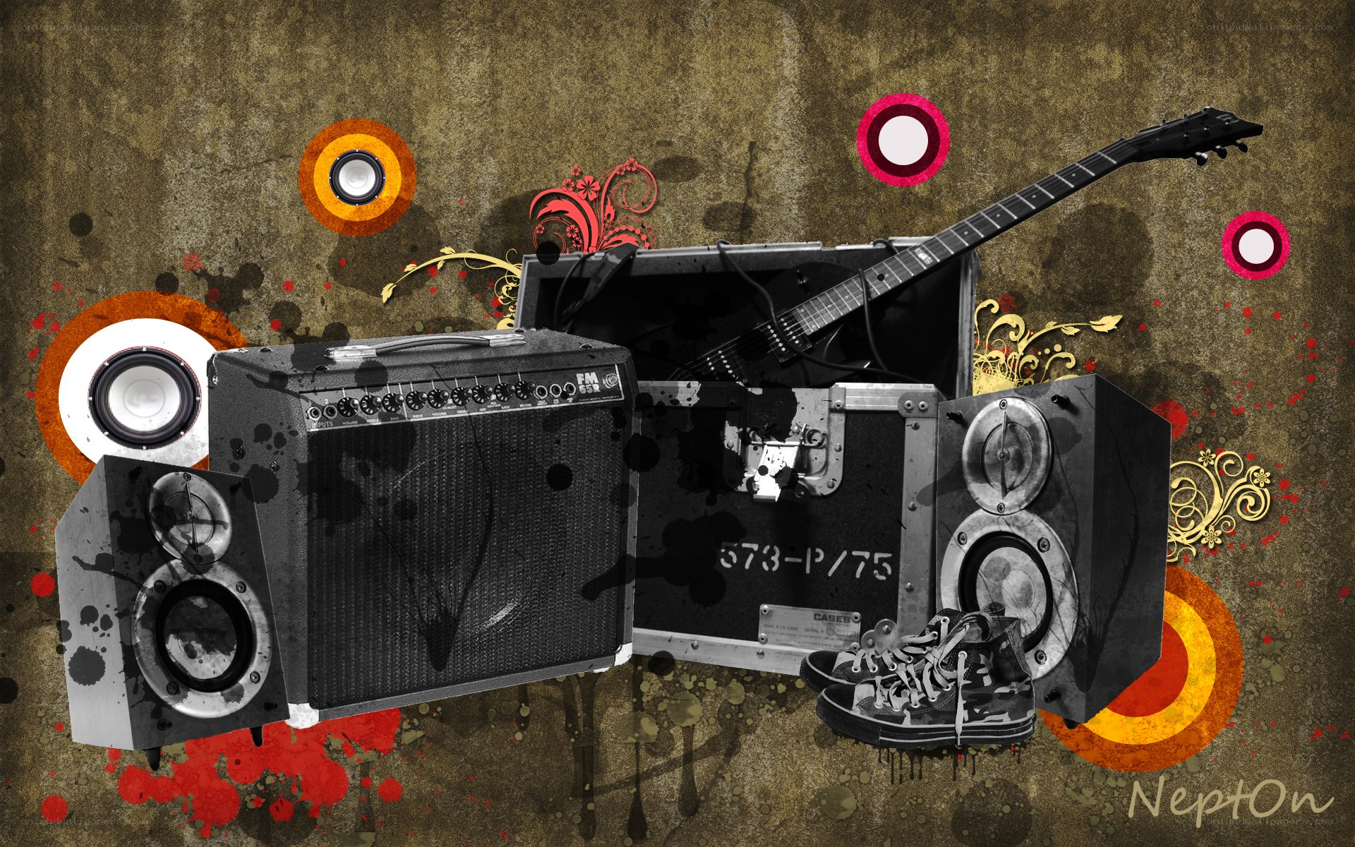 Music gear collage art