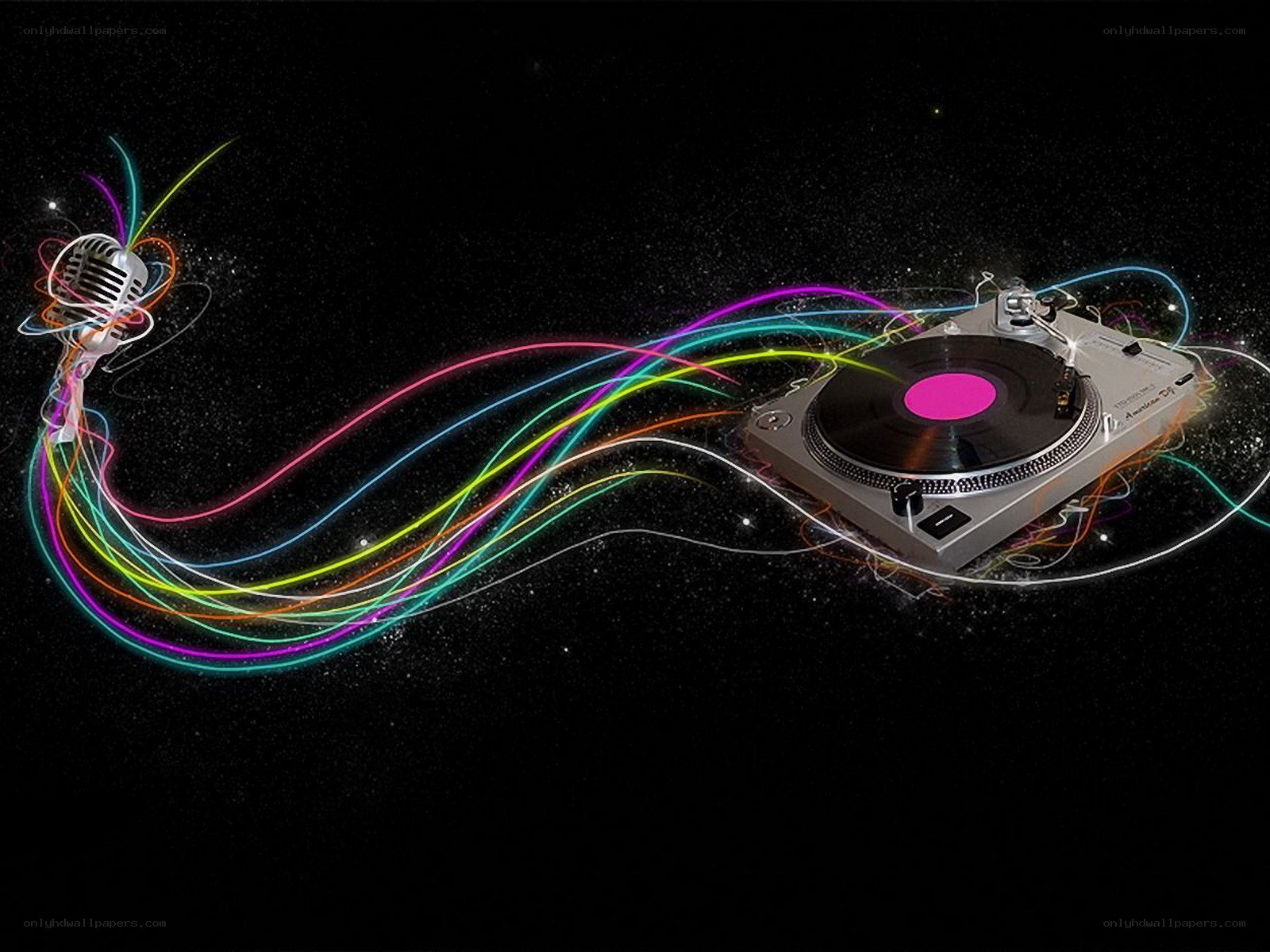Music mixing with colorful lights