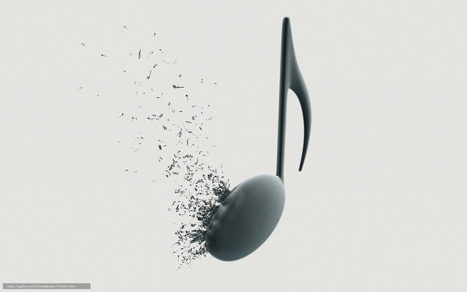 Music note disintegrating