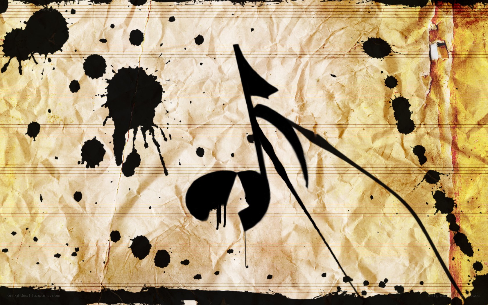 music note on old paper
