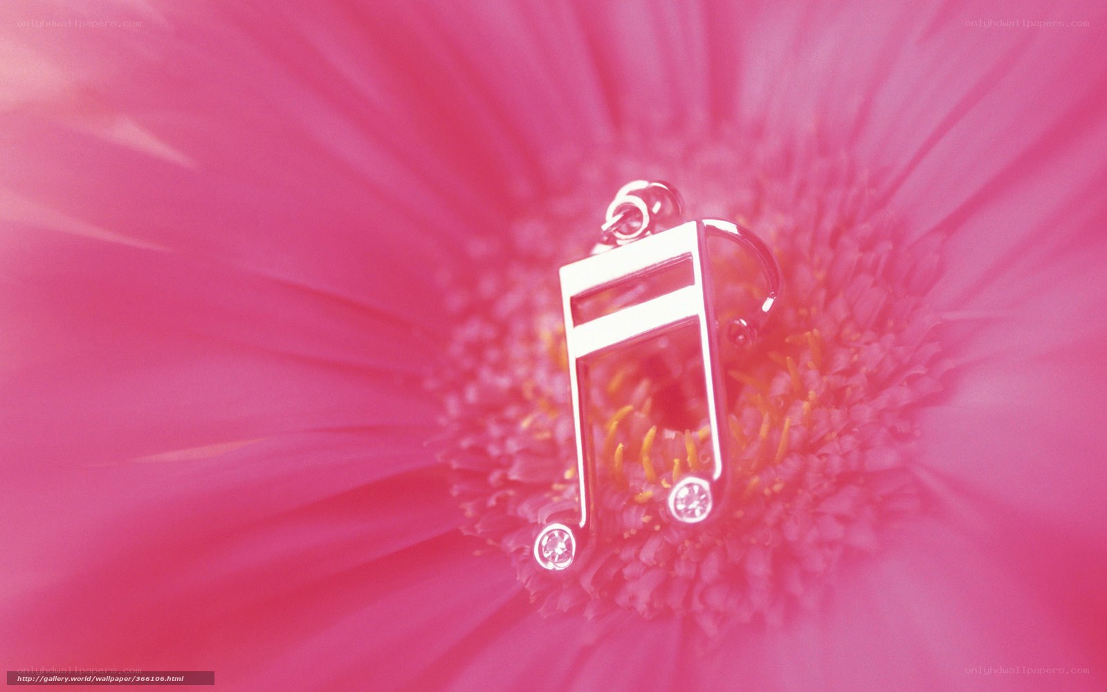music note on pink flower