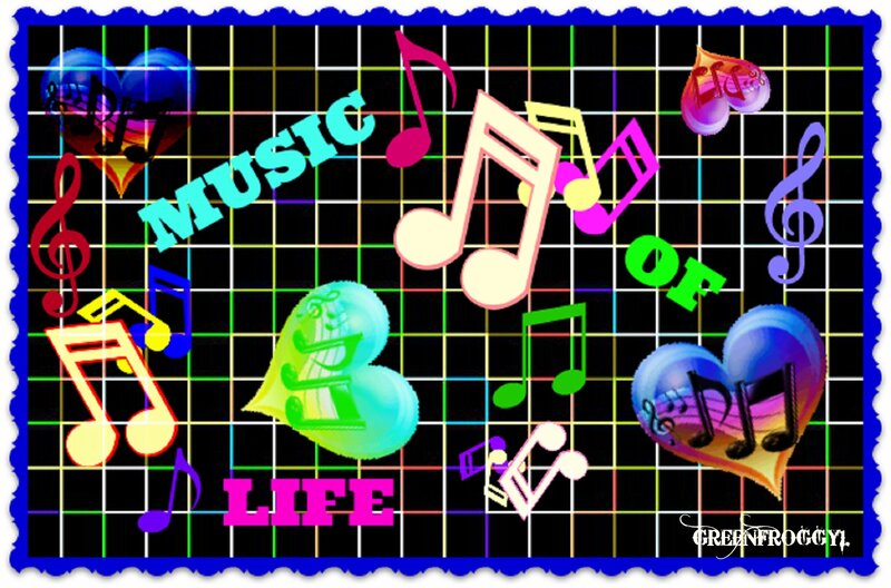Music Notes and Hearts — Blue