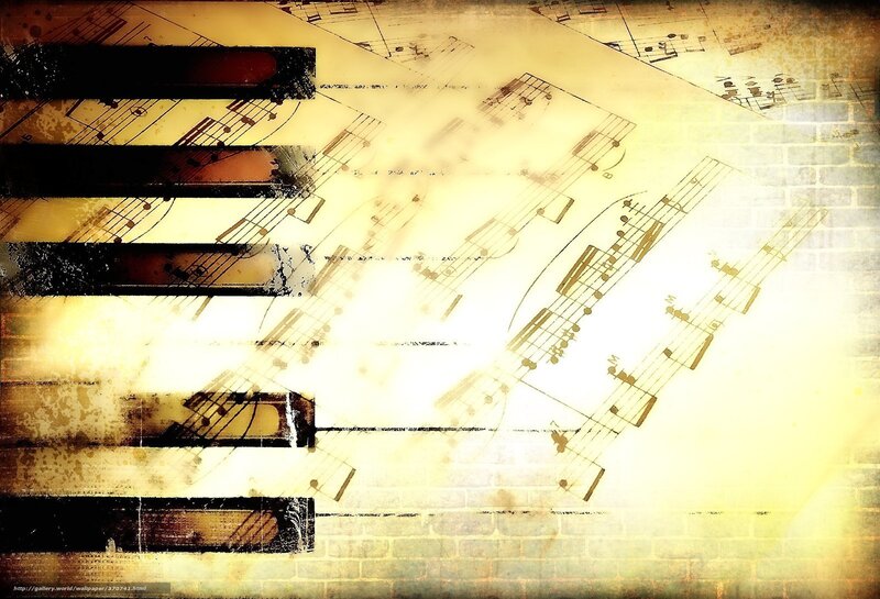Music notes and piano keys