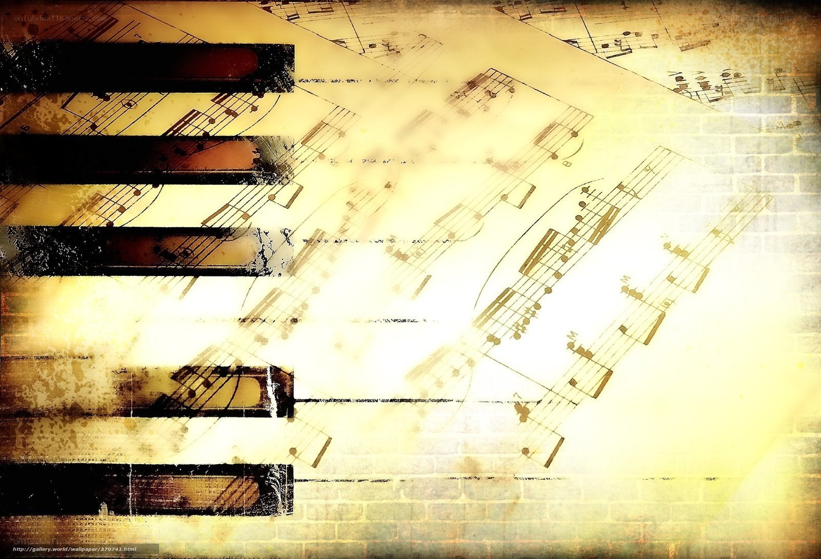 Music notes and piano keys